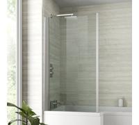 Affine Modern Bathroom Square L Shape Over Bath Shower Screen Only 5mm Toughened Glass
