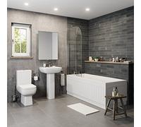 Affine Modern Bathroom Suite Toilet Basin Sink Full Pedestal Single Ended 1700mm Bath