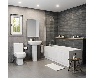 Affine Modern Bathroom Suite Toilet Basin Sink Full Pedestal Single Ended 1700mm Bath