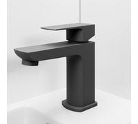 Affine Modern Cloakroom Mini Mono Basin Sink Mixer Tap Brass Single Lever Round Black