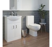 Affine Modern Toilet Sink Basin Cloakroom Ceramic Gloss Vanity Unit Bathroom Suite