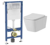 Affine Rimless Wall Hung Square Toilet Geberit Concealed Cistern Flush Plate Chrome
