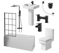 Affine Royan Black Complete Bathroom Suite with Single Ended Bath - 1700mm