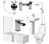 Affine Royan Complete Bathroom Suite with L Shape Shower Bath - 1700mm Left Hand