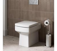 Affine® Royan Modern Bathroom Cloakroom Back to Wall BTW Toilet Space Saving WC Toilets, Soft Close Top Fix Seat, Square Pan Ceramic, White Gloss