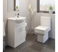 Affine Royan Toilet 550mm Cloakroom Suite Vanity Unit Wc Basin Sink White Soft Close