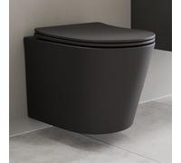 Affine Soft Close Toilet Seat Black Slim D-Shape Bathroom Top Fix Hinges Modern