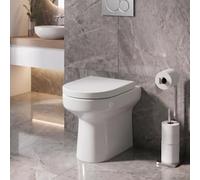 Affine® Tivoli Modern Bathroom Cloakroom Back to Wall BTW Rimless Toilet Space Saving WC Toilets, Soft Close Top Fix Seat, D Shape Pan, Ceramic, White Gloss