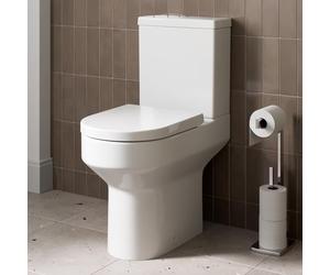 Affine® Tivoli Modern Bathroom Cloakroom Close Coupled Rimless Toilet Short Projection WC Toilets Soft Close Seat D Shape Pan Dual Flush Cistern, White Gloss