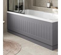 Affine® Tongue & Groove 1700mm Front Side MDF Bath Panel 15mm, Grey Gloss | Modern Wooden Panels for Bathroom Baths Soaking Tubs Adjustable Plinth Cut To Size Painted Finish