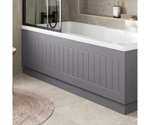 Affine® Tongue & Groove 1700mm Front Side MDF Bath Panel 15mm, Grey Gloss | Modern Wooden Panels for Bathroom Baths Soaking Tubs Adjustable Plinth Cut To Size Painted Finish