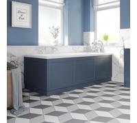 Affine® Traditional 1700 Side Front Panel & 750mm End MDF Bath Panel 18mm, Wooden Panels for Bathroom Baths Soaking Tubs, Adjustable Plinth, Easy to Cut, Matt Blue