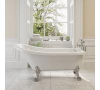Affine Traditional Freestanding Slipper Bath 1550 Legs Included Roll Top Edge White
