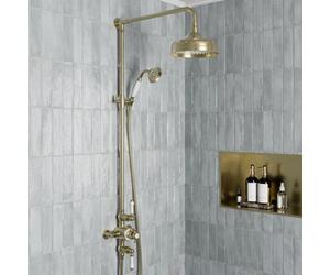 Affine Traditional Thermostatic Mixer Shower Luxury Dual Exposed Round Brushed Brass
