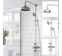 Affine Traditional Thermostatic Shower Mixer Crosshead Valve Retro Round Drench Chrome