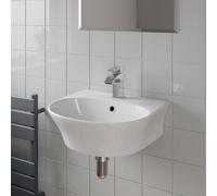 Affine Wall Hung Basin Ceramic Cloakroom Bathroom Sink Gloss White 455X405mm