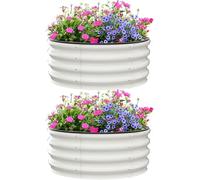 AffinityFurn 2Pcs Galvanized Raised Garden Beds, 122 x 122 x 30cm Outdoor Raised Planters, Planter Garden Boxes Outdoor, Bottomless Galvanised Steel Planter Box for Plants Flowers Herbs Vegetables