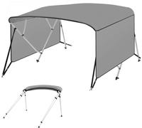 AffinityFurn 4-Bow Bimini Top Boat Canopy with Sidewalls, UV-Proof, Water-Resistant 600D Polyester Awning, Marine Grade Canvas Canopy with 25mm Aluminum Frame, 243×(185-198)×137cm
