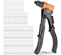 AffinityFurn 4-in-1 Heavy Duty Rivet Tool Kit for Automotive Repair - Hand Pop Riveter with 200 Rivets & 4 Replaceable Nozzles - Ergonomic Grip - System default_1