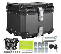 AffinityFurn 45L Motorcycle Top Box, Aluminium All Motorbike Top Case with Security Lock, Universal Motorbike Trunk with Removable Liner, Waterproof Luggage Box for Storage Helmet and Tools,Black