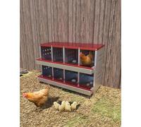 AffinityFurn 6-Bay Galvanised Steel Nest Box - Fox-Proof Wall Mounted Chicken Laying Box with Roll-Out Eggs, Heavy Gauge Poultry Nesting System (Forest Green) (Red, 8 holes)