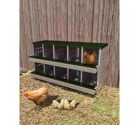 AffinityFurn 6-Bay Galvanised Steel Nest Box - Fox-Proof Wall Mounted Chicken Laying Box with Roll-Out Eggs, Heavy Gauge Poultry Nesting System (Forest Green) (Green, 10 holes)