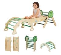 AffinityFurn 7-in-1 Wooden Climbing Frame, Pikle Triangle Set, Montessori Toddler Climbing Toys Set with Ramp & Arch & Ladder, Indoor Playground Jungle Gym for Kids Indoor Outdoor