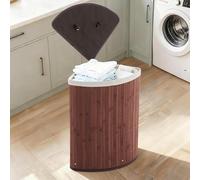 AffinityFurn Bamboo Laundry Basket 58L, Laundry Hamper with Lid, Foldable Laundry Bin, Space-Saving Corner Eco-Friendly Laundry Hamper, Washable Liner Bag, Collapsible for Bedroom, Bathroom