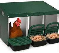 AffinityFurn Chicken Nesting Box, 3-Compartment Chicken Coop Laying House | Heavy-Duty Galvanised Chicken Egg Laying Box With Lid Cover, Roll Out Nesting Box for Hen Chickens Duck, Easy to Clean