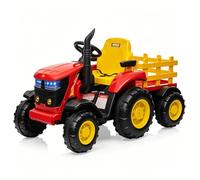 AffinityFurn Kids Ride on Tractor with Removable Trailer, 12V Battery Powered Electric Tractor, Parental Remote Control, Dual Motors, Horn, EVA Wheels, LED Lights, Music(Red)