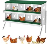 AffinityFurn Metal Chicken Nesting Boxes Heavy-Duty 10-Hole Chicken Nesting Box - Galvanized Steel, Rustproof & Ventilated Wall-Mountable Laying Box for Hens, Ducks | Easy Clean with Stand - Green