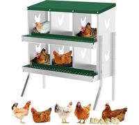 AffinityFurn Metal Chicken Nesting Boxes Heavy-Duty 6-Hole Chicken Nesting Box - Galvanized Steel, Rustproof & Ventilated Wall-Mountable Laying Box for Hens, Ducks | Easy Clean with Stand - Green