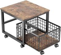 AffinityFurn Mini Fridge Stand with Storage & Lockable Wheels, Mobile Refrigerator Stand, Rolling Mini Fridge Table with Rolling Drawer Basket for Home Kitchen Office 50 (L) x 54 (W) x 45,7 (H) cm