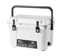 AffinityFurn Outdoor Portable Cooler, 25 Qt Hard Sided, 5-Day Ice Retention, Heavy Duty Camping Cooler Box, Built-in Drain Plug, Bottle Opener, Fish Ruler, Travel Coolbox for Camping, White
