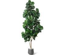 AffinityFurn Realistic Artificial Fiddle Leaf Fig Tree, 210cm Tall Faux Ficus Lyrata Large Fake Plant with 77 Lifelike Leaves, Indoor Decorative Floor Plant for Home, Office, or Living Room