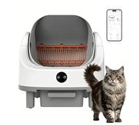 AffinityFurn Self Cleaning Cat Litter Tray, Infrared Safety Sensor Automatic Cat Litter Box with APP Control & Real Time Monitor, Odor Control, Quiet, Waterproof, 9L Large Capacity for Multiple Cats