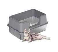 AffinityFurn Stainless Steel Cat Litter Tray, Large Metal Litter Box with Removable High-Sided Enclosure, Durable Metal Tray, Prevents Spills & Odors, Ideal for Large Cats & Maine Coon(Grey)