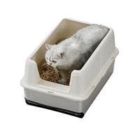 AffinityFurn Stainless Steel Cat Litter Tray, Open Top Cat Litter Box, High Sided, Anti-Leakage, Easy Cleaning, Odour-Resistant, Durable Cats Tray for All Cats, 60x40x30.5cm, White