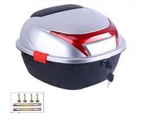 AffinityFurn Universal Motorcycle Top Box 32L Capacity Motorcycle Tour Tail Box Helmet Top Case Luggage Case for Motorbike Moped Back Rear Case Silver