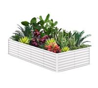 AffinityFurn White Galvanized Raised Garden Bed, 244 x 122 x 61cm