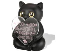 Affirmation Black Cat Themed Stress Relief Gift, Inspirational Funny Gifts for Cat Mom Pet Owner Friend Sister Coworker, Birthday Valentine's Day Mother's Day Home Office Decor Figurines SHM06