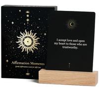 Affirmation Cards for Women with Wooden Stand, Affirmation Moments Premium Daily Self Care Cards, Positive Inspirational Cards for Mindfulness, Desk Decor & Encouragement Gifts