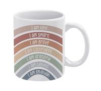 Affirmation I Am Kind I Am Smart I Am Brave Inspirational Quotes Mug Funny Coffee Mug,Man Cave Prints,The Best Gift for Colleagues, Parents, and Grandparents, 110z Men and Women
