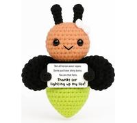 Affirmation Positive Firefly Crochet Plush - Handmade Inspirational Doll with “Thanks for Lighting Up My Life” Card - Appreciation & Thank You Gift for Teacher, Nurse, Friend, Coworker, Women