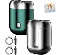 Affirmof Shaver, Affirmof Razor, Affirmoff Electric Shaver, Voalsz Mini Electric Shavers, 2025 New Model Mini Dual-Head Shave, Portable Rechargeable Waterproof Razor for Men (Green+Silver)