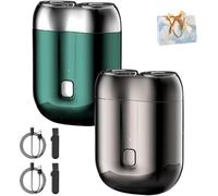 Affirmof Shaver, Affirmof Razor, Affirmoff Electric Shaver, Voalsz Mini Electric Shavers, 2025 New Model Mini Dual-Head Shave, Portable Rechargeable Waterproof Razor for Men (Green+Gray)