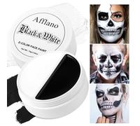 Afflano Black White Face Paint 76g, Cream Black and White Body Paint, Goth Clown Joker Mime white Face Makeup, Body Painting for Art Theater Stage Party Cosplay Fancy SFX Halloween Makeup Zombie Skull