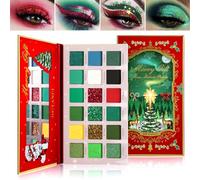 Afflano Christmas Makeup Eyeshadow Palette, Multichrome Red Green Eyeshadow Palette High Pigmente, Green Red Glitter Eye Shadow White Black Dark green Blue for Witch Shrek SFX Christmas Candy Makeup