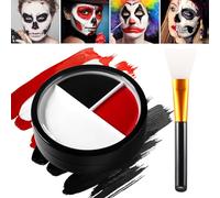Afflano Clown Halloween Makeup White Black Red Face Paint, Body Paint + Makeup Brush, for Eye Black Sports Circus Joker Ghosts Cosplay Vampire Goth Mime Skeleton Costume Zombie Special Effect Makeup