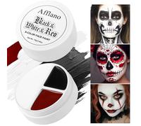 Afflano Halloween Face Paint White Black Red Clown Mime white Face Makeup, Red Black White Body Paint for Party Theatre SFX Joker Zombie Vampire Skeleton Costume, Full Coverage Non Toxic Body Painting